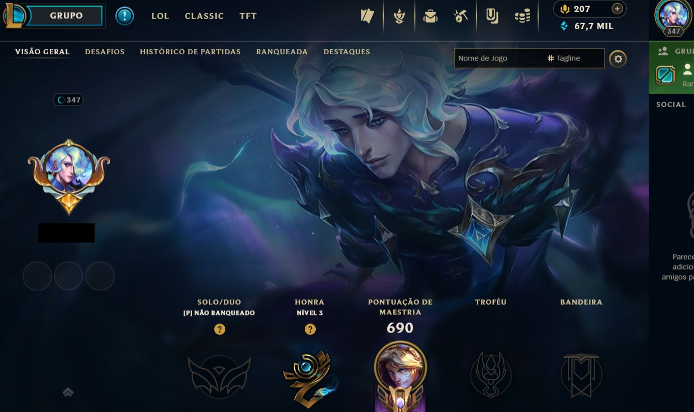 [ENTREGA AUTOMÁTICA] CONTA LOL LEVEL 347 UNRANKED (PRONTA RANKED) - FULL ACESSO!