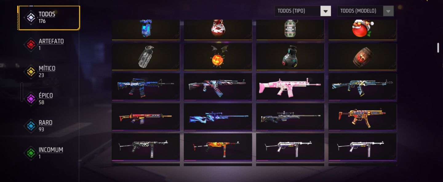 CONTA FREE FIRE VETERANA COM 176 SKINS! 4 ANOS DE HISTÓRICO! OPORTUNIDADE RARA!