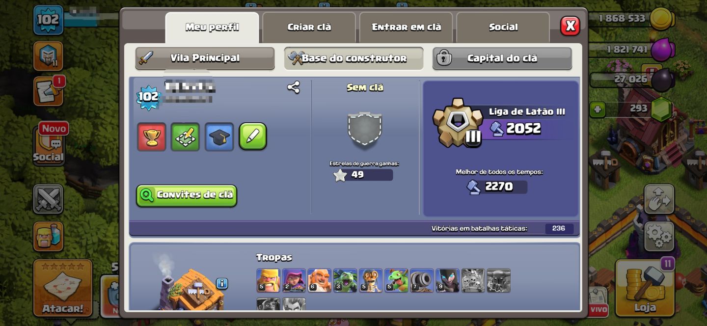 CONTA DE BS 2020! L2, 80K DE TROFÉUS + Clash AR20, 8y, + Clash Of Clans