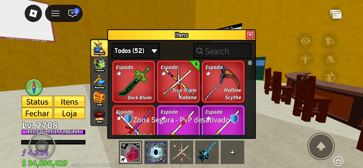 Conta blox fruits End game muita skin fora do jogo com robux pra gastar