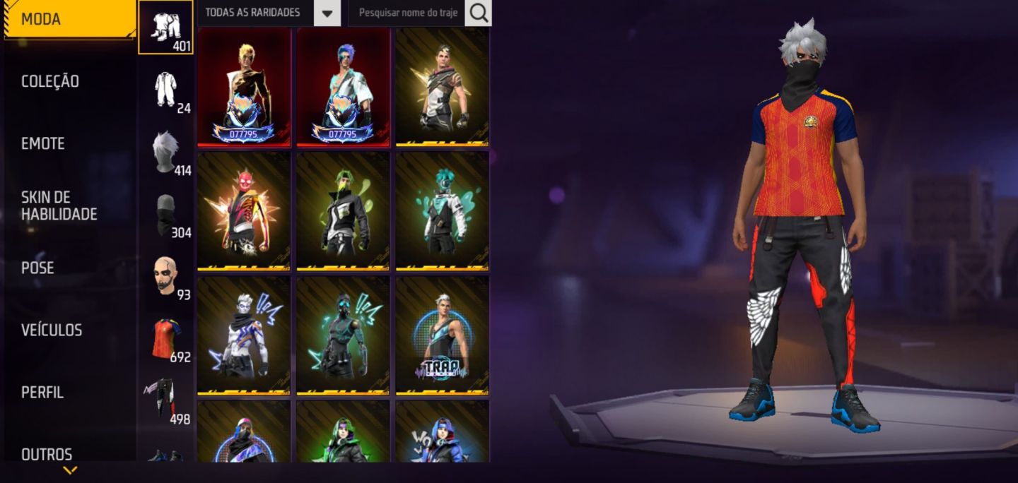 CONTA GEMADA COMPLETA FF | DINO ANJO + SOMBRA ROXA + SOMBRA MARINHA + 2 PUNHOS