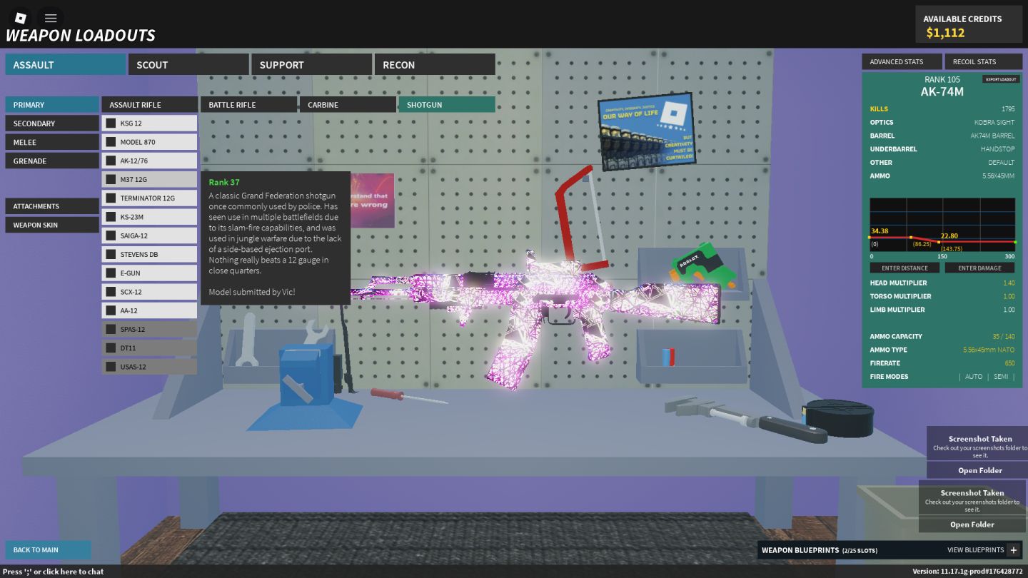 CONTA DE PHANTOM FORCES RANK 117, COM ALGUNS PREBUYS! 11K DE ROBUX GASTO NA ACC!