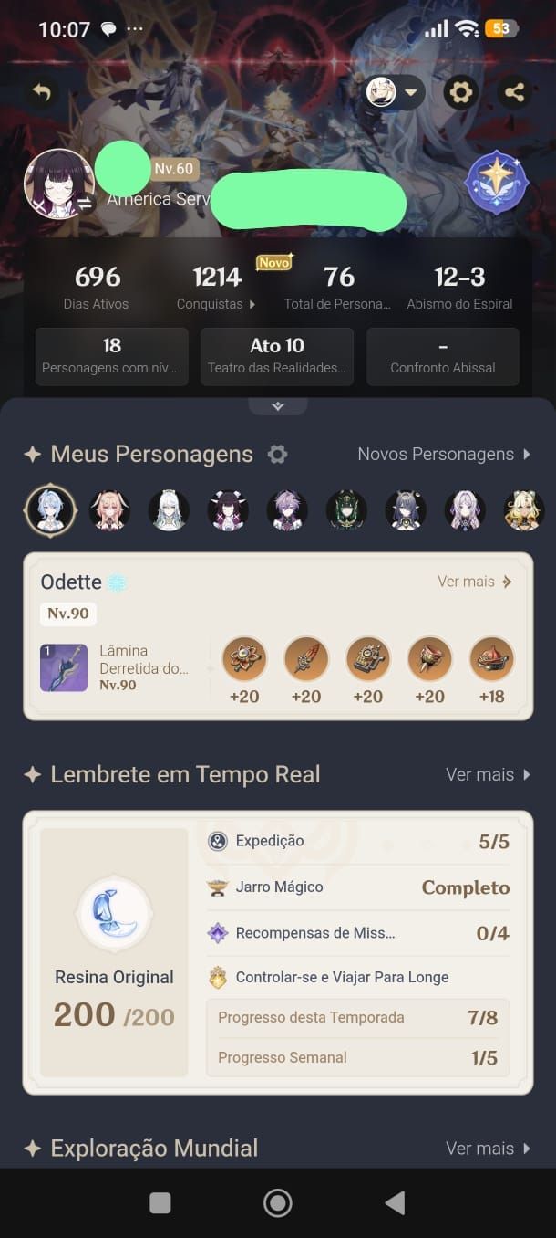 Conta end game Genshin ar 60, 15 t5 limitados e 12 armas assinatura limitadas