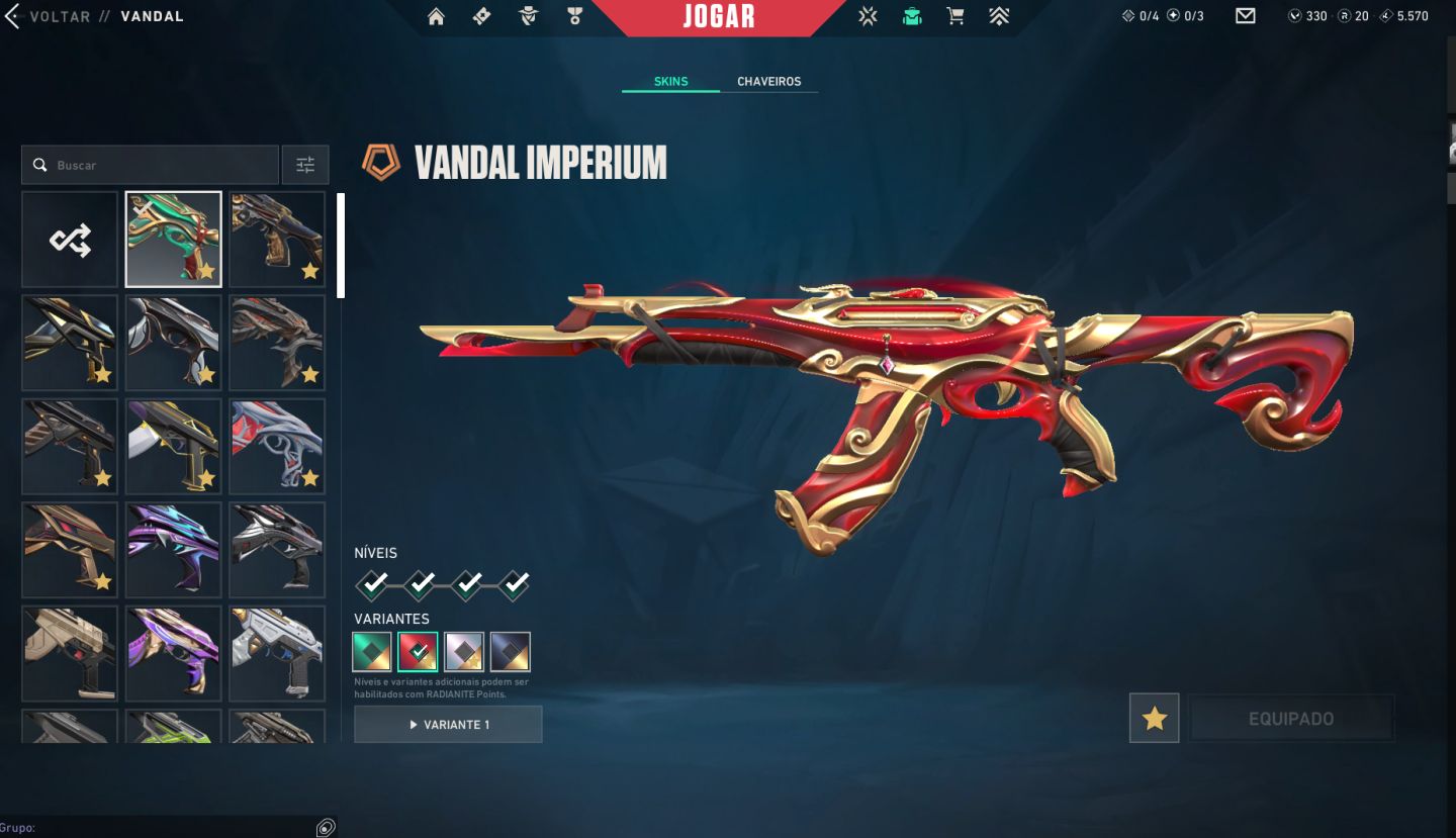 Conta Valorant imortal, level 192, skin champions 25 entre outras skins!
