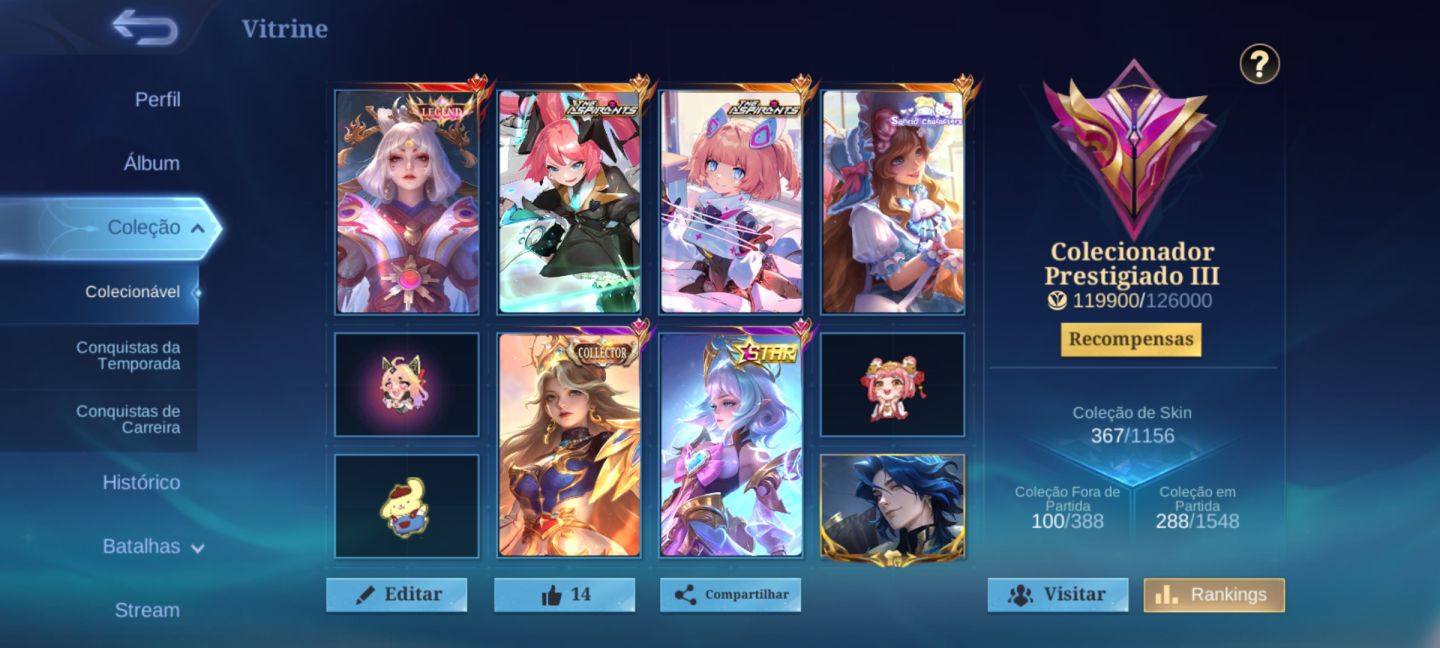 MLBB | Top Imortal 100 | 367 Skins | Naruto, Primes, Legends | Emblemas Full 60