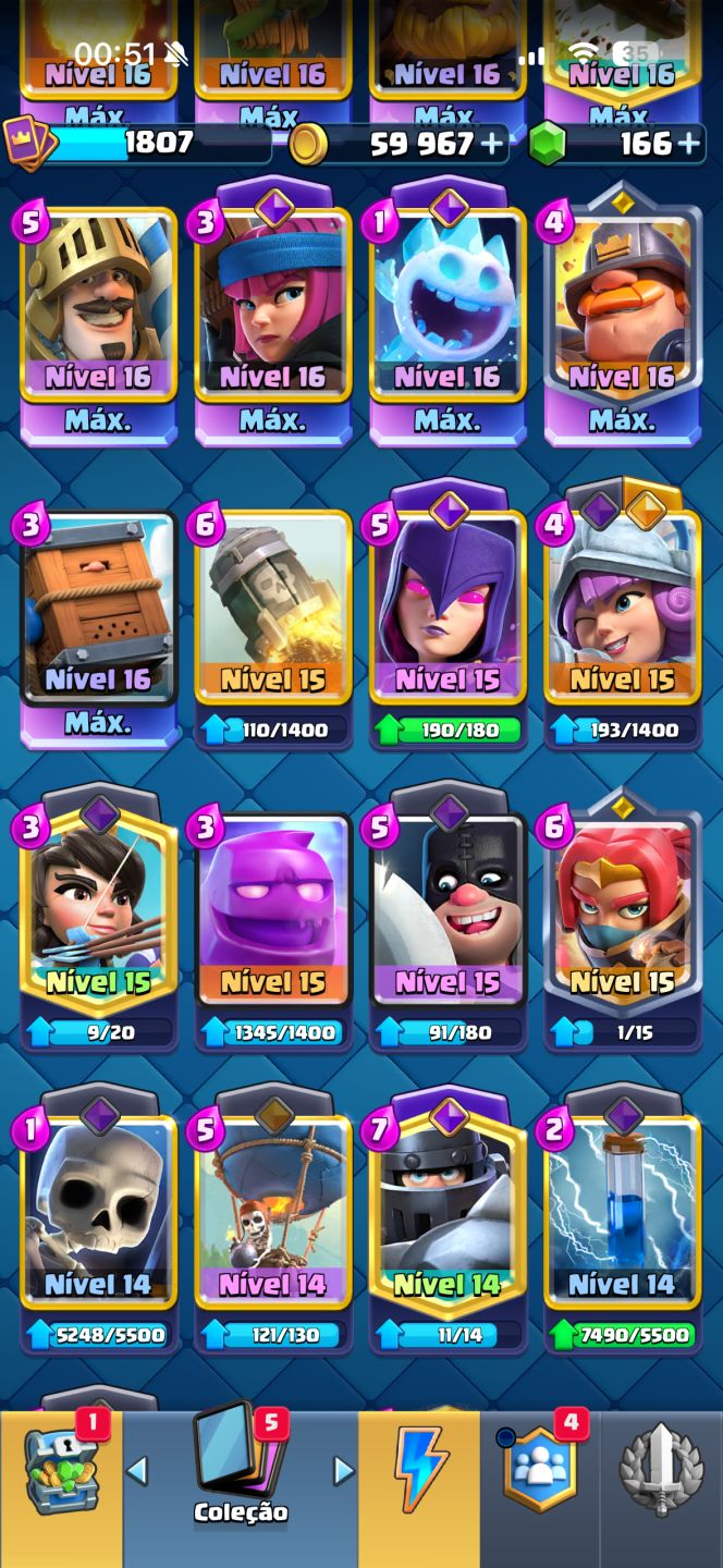 Conta Clash royale lvl 16, Várias cartas full,9 anos de conta