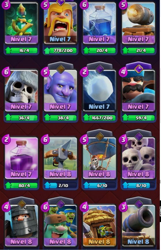 CLASH ROYALE BEM DECK BEM UPADO COM 2 EVOS 8100 TROFEIS 340K DE OURO