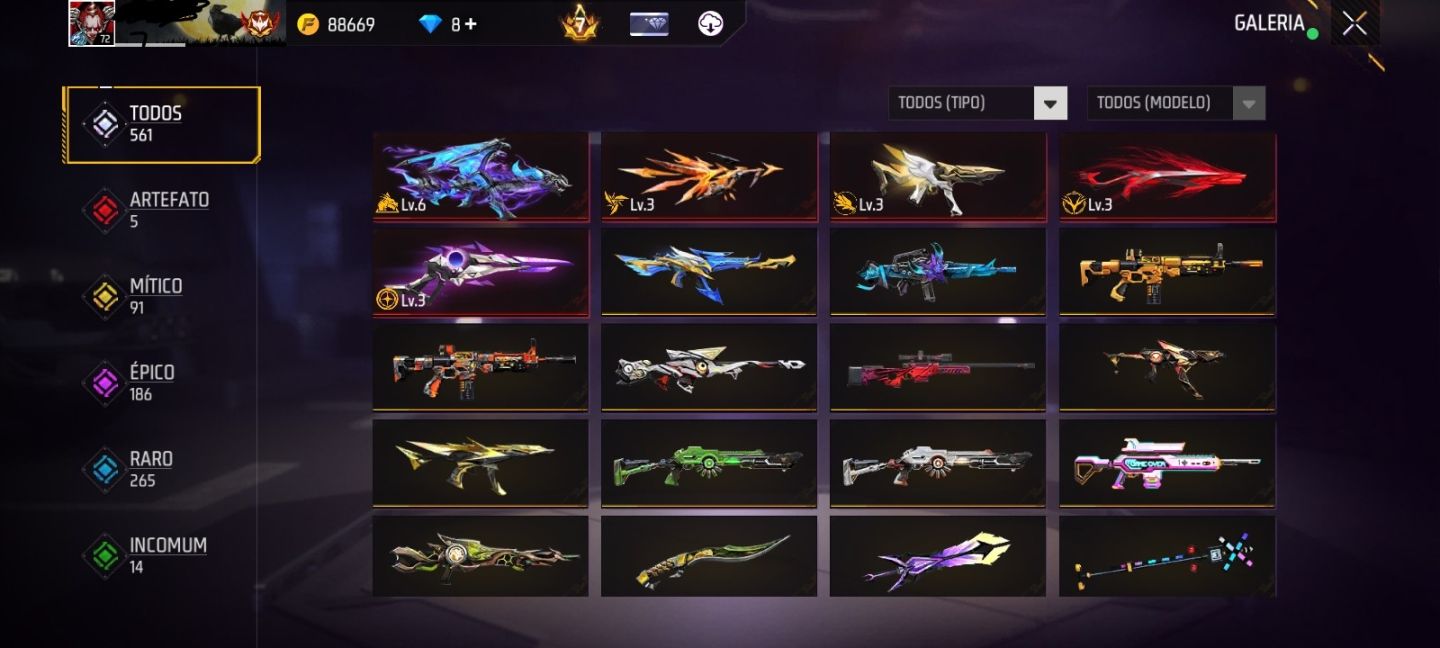 CONTA FREE FIRE LV72