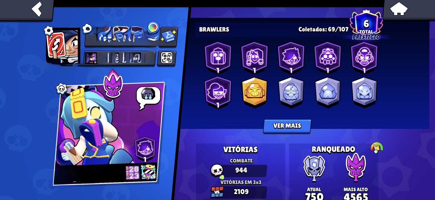 CONTA BRAWL STARS 69/109 BRAWLERS PRATICAMENTE TODAS AS SKINS FULL ACESSO