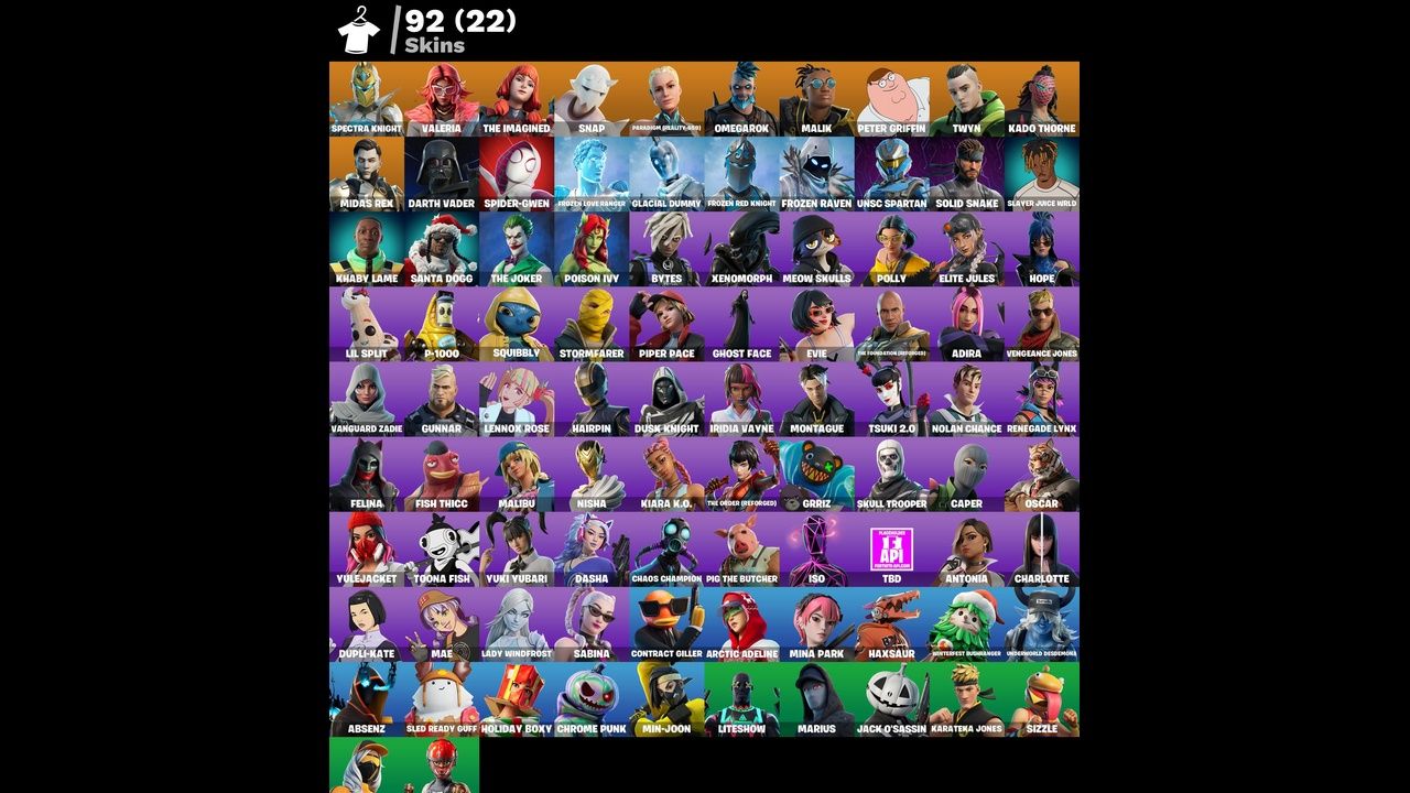 Conta Fortnite 92 SKINS/O CORINGA / POISON IVY/ PANICO GHOST FACE / ELITE JULES