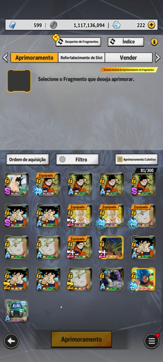 Conta Dragon Ball Legends com muitos personagens