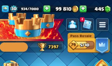Conta Clash royale | Arena:19 nível:30 7.397 troféus