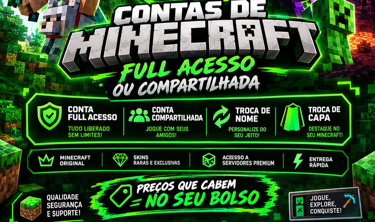 CONTAS MINECRAFT FULL ACESSO/ COMPARTILHADA