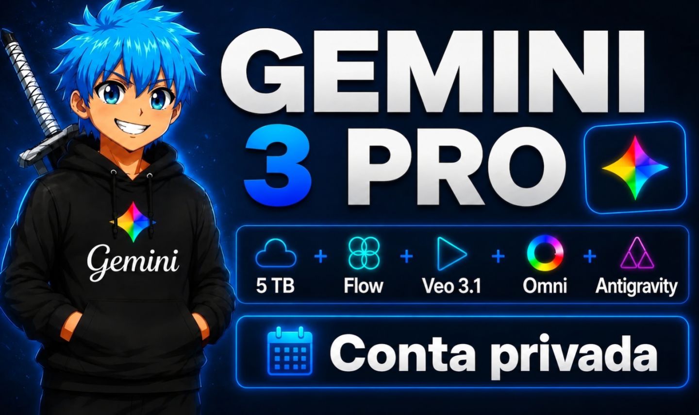 Gemini 3.8 Pro + Flow + Antigravity + Omni Flash + Nano Banana + Veo3 | 30 dias