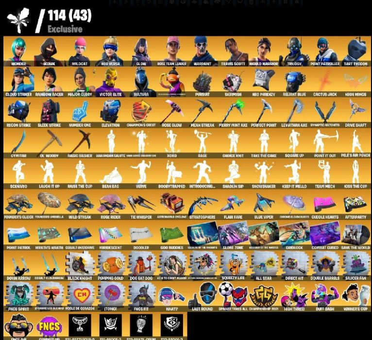 CONTA FORTNITE 400 SKINS COM WILDCAT,WONDER,IKONIK,GLOW E MINTY
