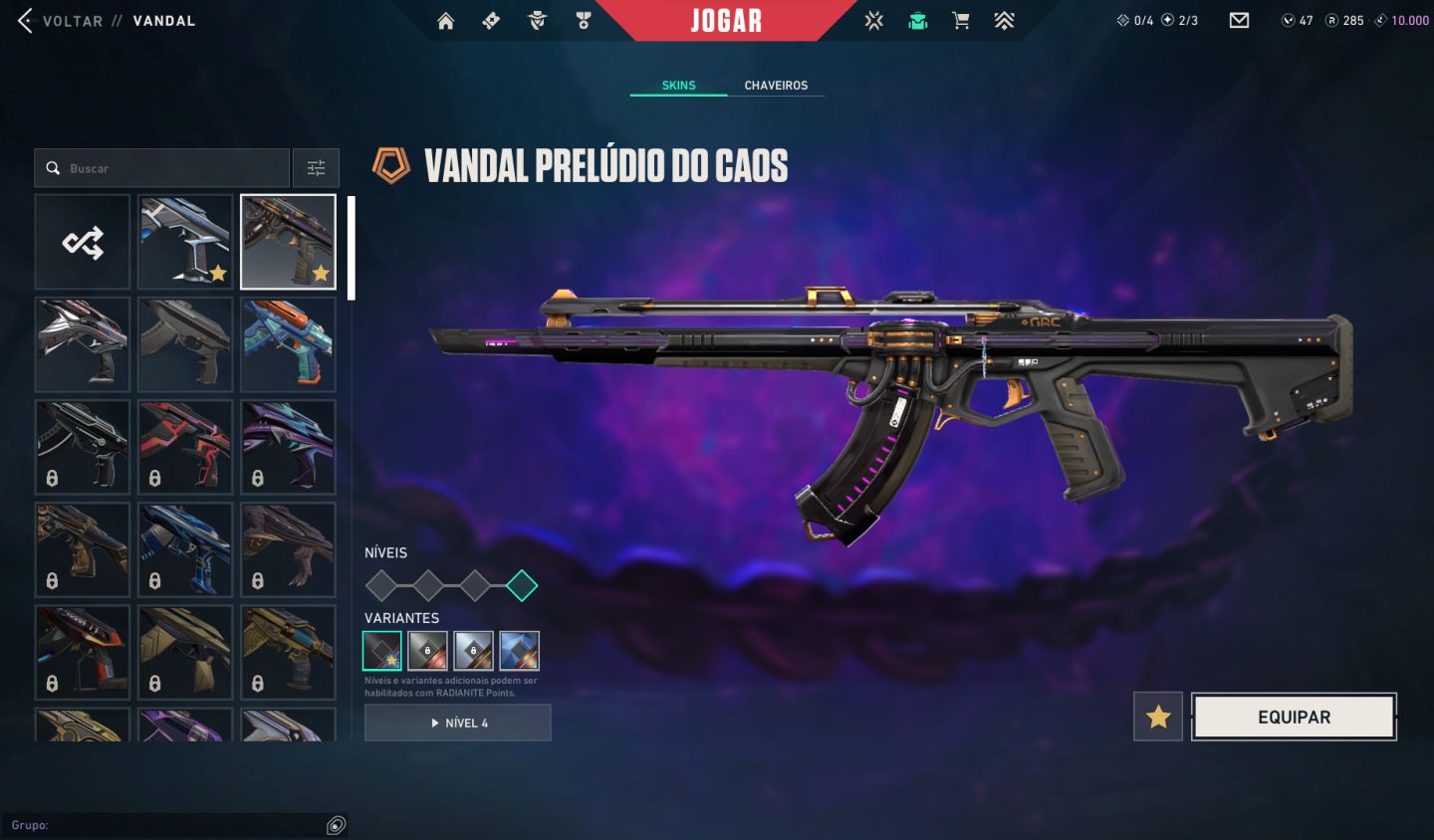 Conta de Valorant com Vandal kuronami, Prelúdio e RGX