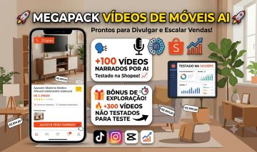 PACK DE 100 VIDEOS DE MÓVEIS NARRADOS TESTADO+ BÔNUS 300 VD PARA TESTE - SHOPEE