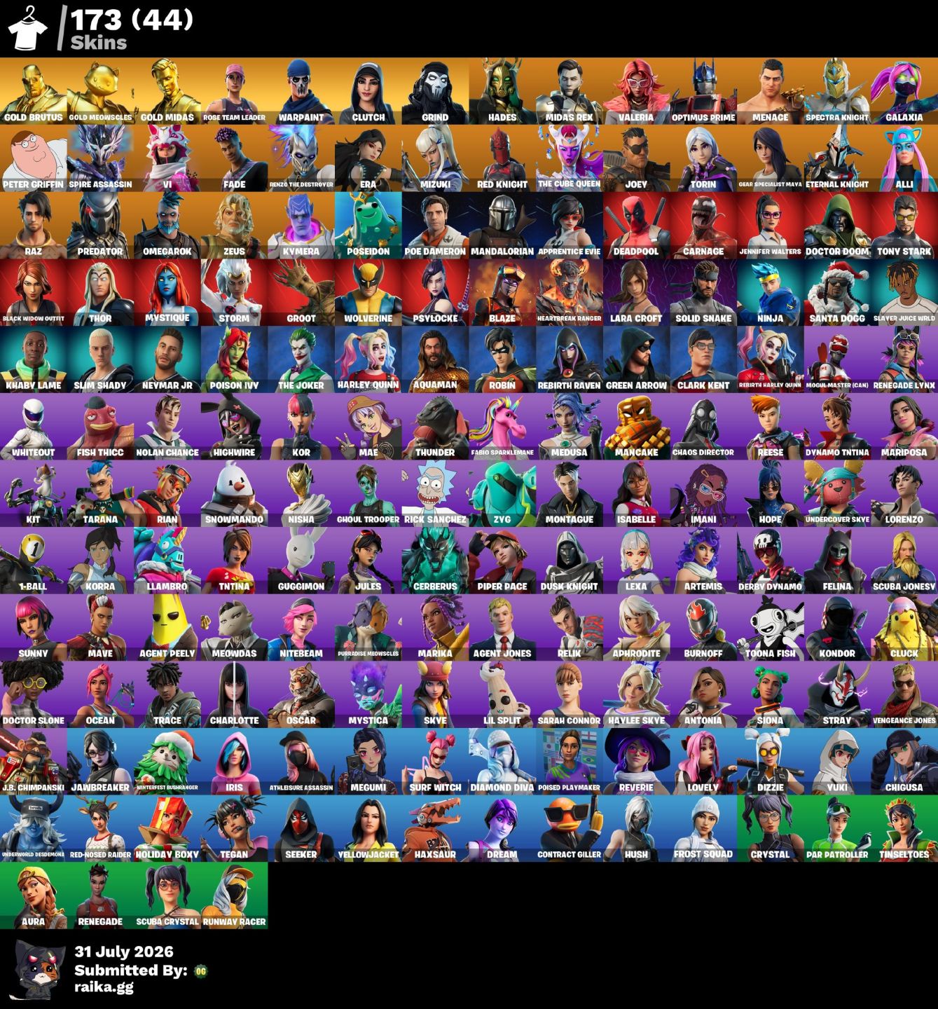 Fortnite | 173 Skins | Gold Midas | 2800 v-bucks | Fundadores STW