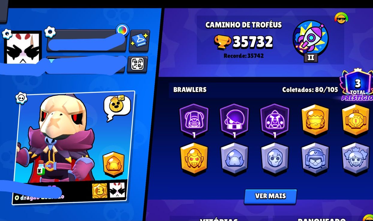 [CONTA DE BRAWL STARS 35K DE TROFÉUS 80 BRAWLERS | CONTA DE 2021 VÁRIOS PASSES ]