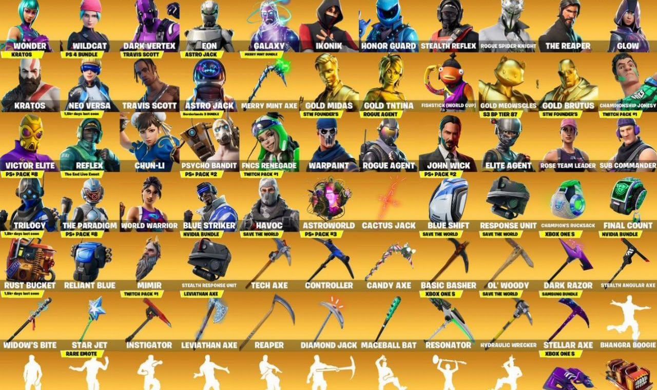 Conta de fornite 780 skins wild cat wonder galaxy acessos psn Xbox pc