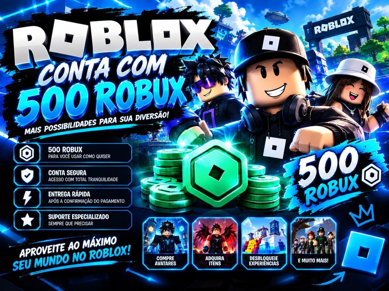 CONTA ROBLOX COM 500 ROBUX | ACESSO E ENTREGA