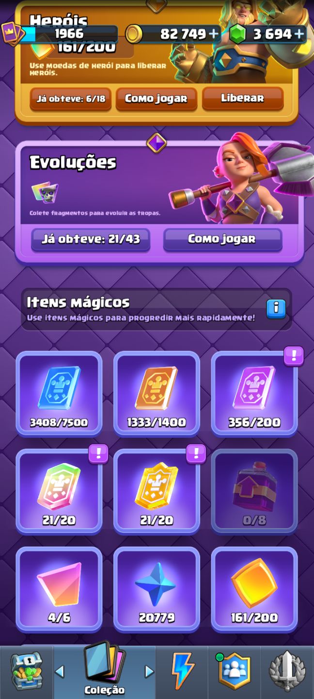 CONTA CLASH ROYALE COM 10 ANOS DE JOGO, REI 16, 21 EVO, 6 HEROIS E MAX trofeus