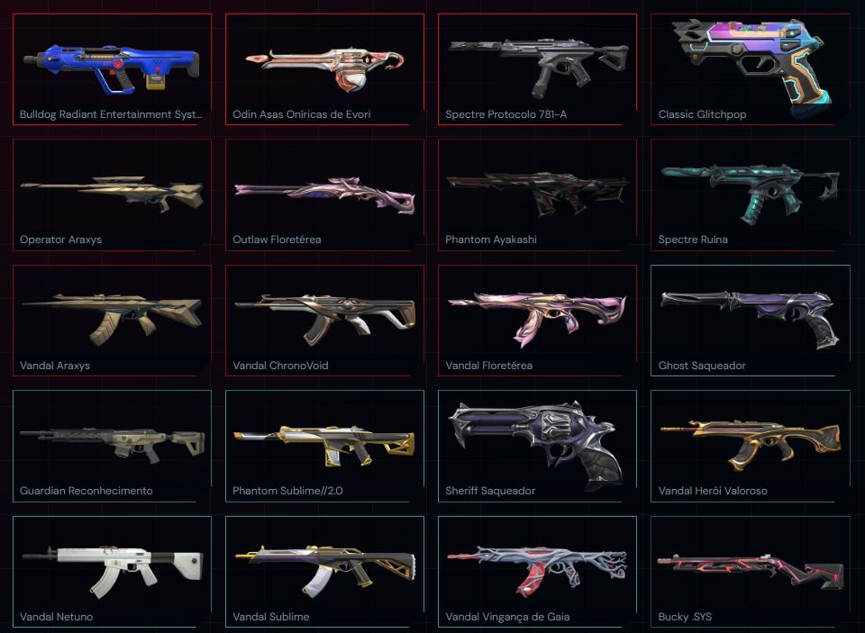 CONTA VALORANT COM 111 SKINS E 6 FACAS (COM PHANTOM AYAKASHI /VANDAL FLORETÉREA)