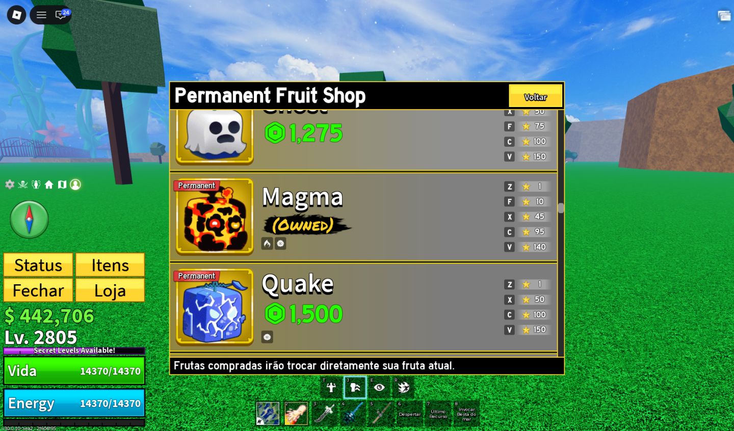 CONTA DE BLOX FRUITS COM FRUTAS PERM
