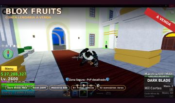 Conta Blox Fruits Nível 2600 | Dark Blade MAX + 3 Frutas Míticas