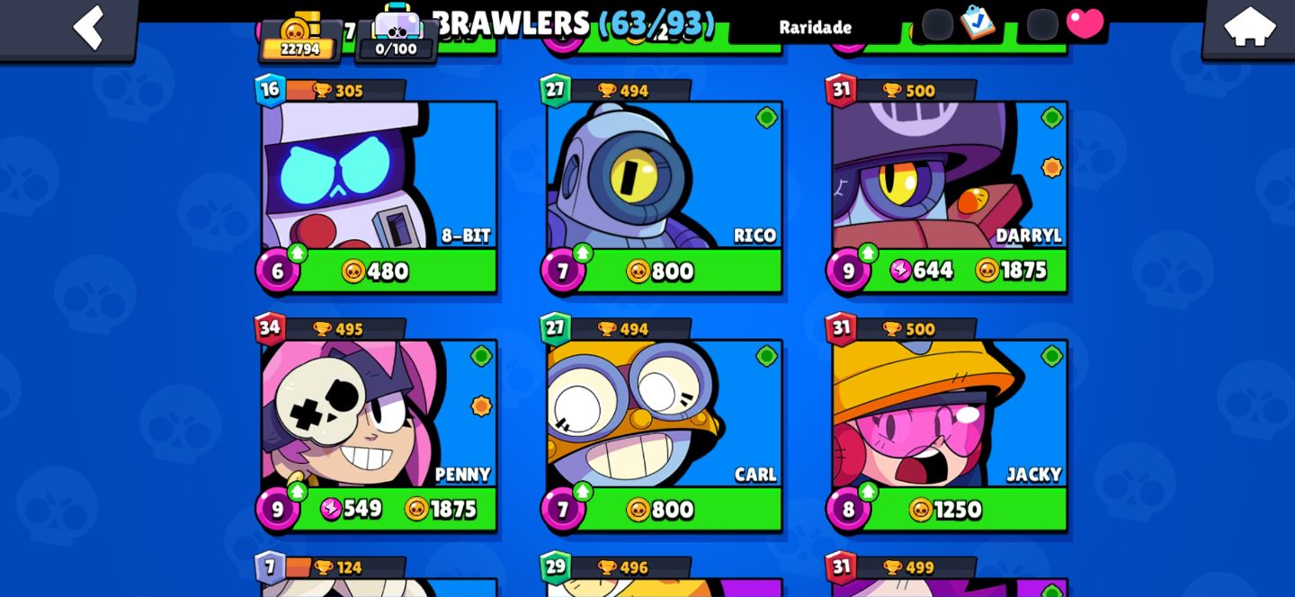 Conta antiga Brawl Stars com skins raras e colabs!!