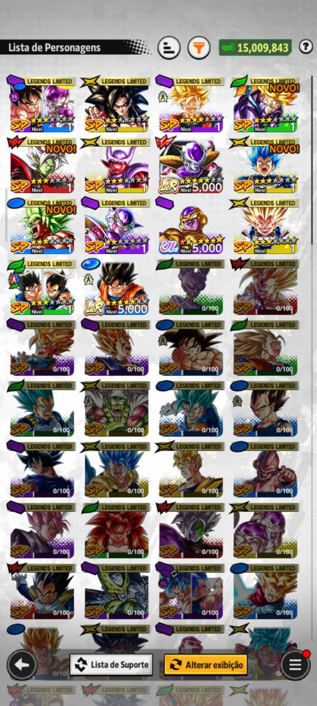 Conta dbl mid game, com novos personagens LR e Golden Freeza estrelado