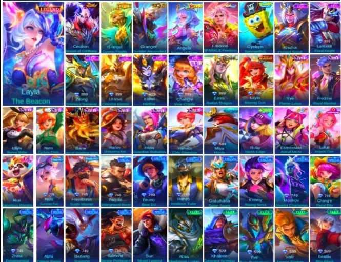 Conta Mobile Legends Lendary | 150+ Skins | 50+ Heróis | Legend Layla