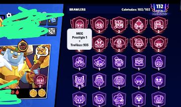 CONTA NO BRAWL 128K DE TROFÉU E TODOS BRAWLERS ACIMA DO PRESTÍGIO 1