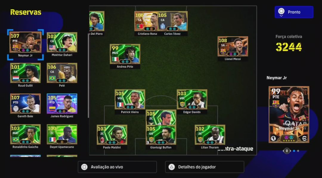 Conta Efootball - PS4 e PS5, com vários jogadores épicos, show time e big time.