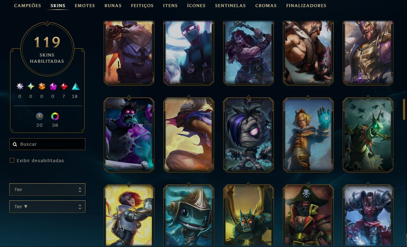 CONTA LOL MESTRE 200PDL+ / LV 101 / 119 SKINS / TODOS CHAMPS / FULL ACESSO DADOS