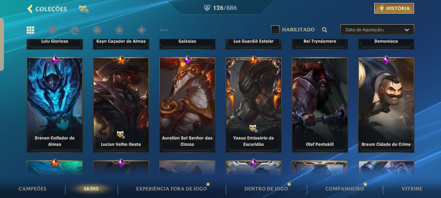 Conta com várias skins