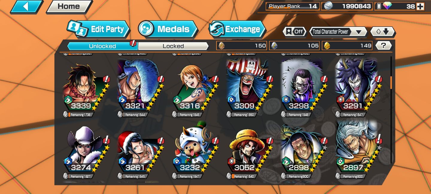 Conta de Bounty rush com barba negra, Aokiji e Rogerio EX