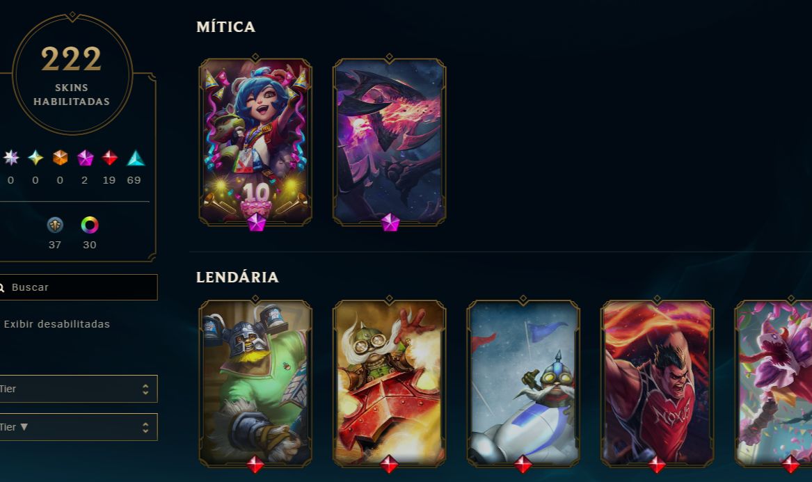 Conta League of Legends | Nível 260 | 222 Skins | Full Access