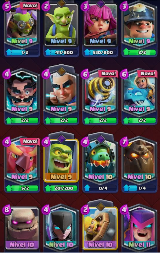 CLASH ROYALE BEM DECK BEM UPADO COM 2 EVOS 8100 TROFEIS 340K DE OURO