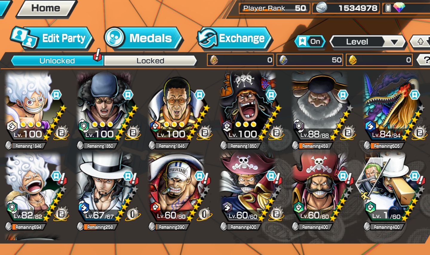 Bandai ID! - Rank 50! 13 Ex, 4 Max, Good Medals, Triple Kaido etc