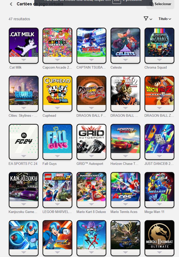 Conta Nintendo Switch | 47 Jogos: Mario Wonder, Kart 8, Tennis e Pokémon Sword