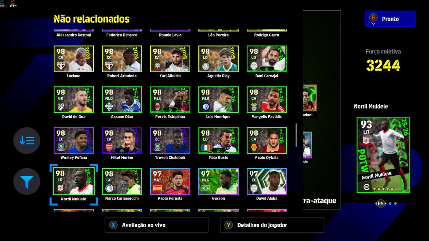 Conta PC Steam Van Der Sar 108, Nesta 106,Nedved 106,Ekitike 106, Rice 106 e CIA
