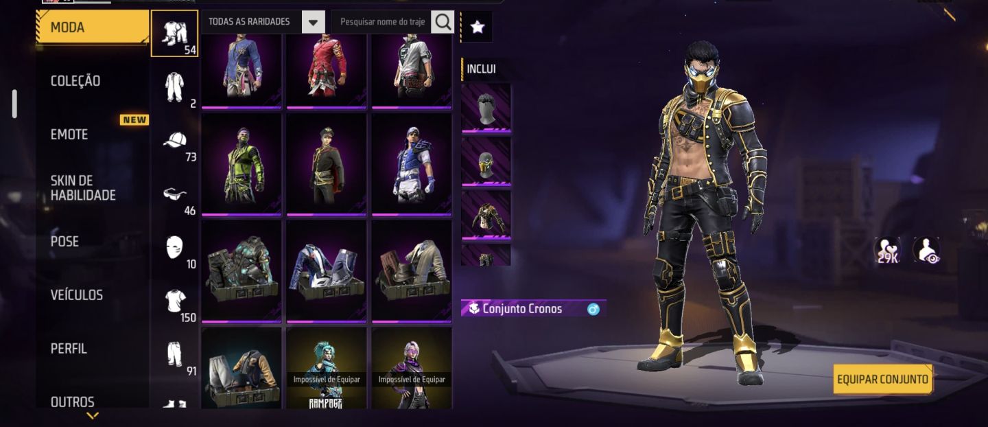CONTA FREE FIRE NV.53 | 240+ ITENS | 54 CONJUNTOS