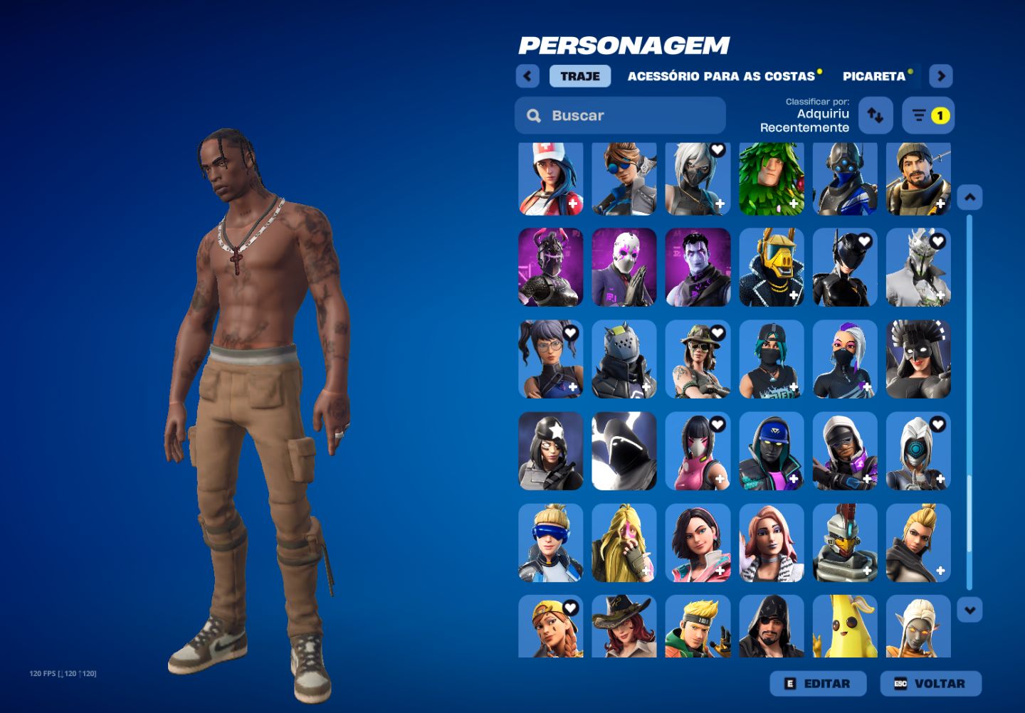 Conta de fortnite com cavaleiro aranha corrompido minty, travis scott e mais