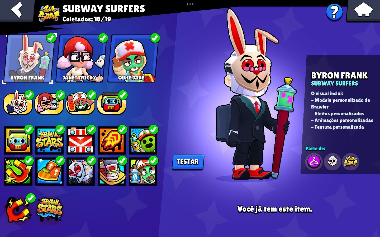 CONTA BRAWL STARS FULL PODER 11+SKINS RARAS