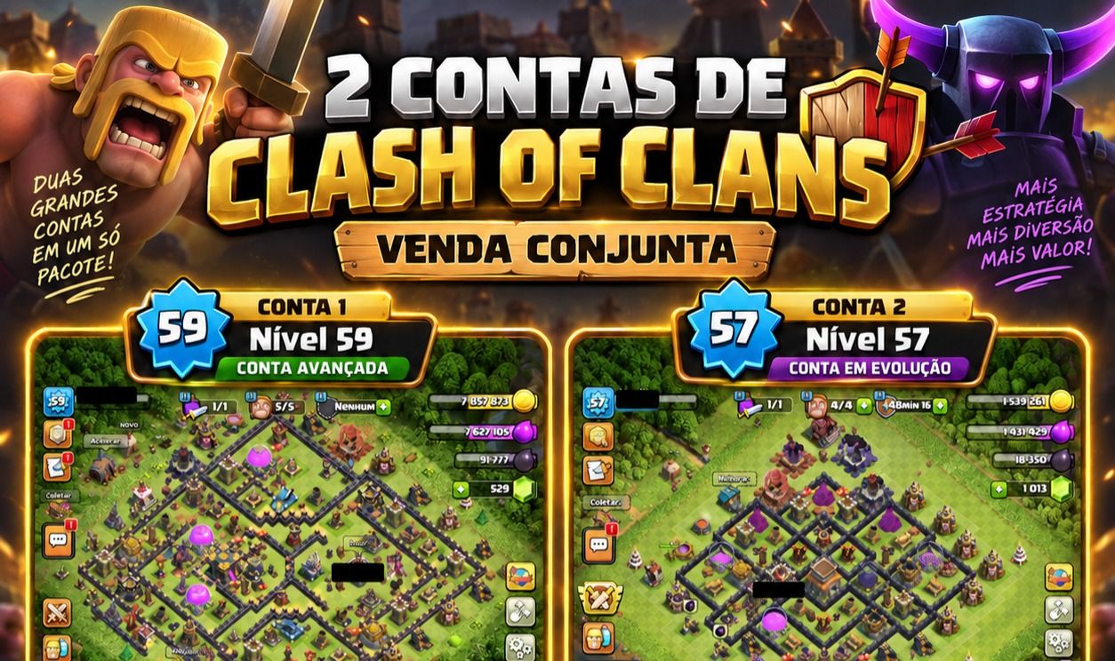 2 CONTAS CLASH OF CLANS | CV14 + CV8 | 1.500+ GEMAS | PACOTE BARATO