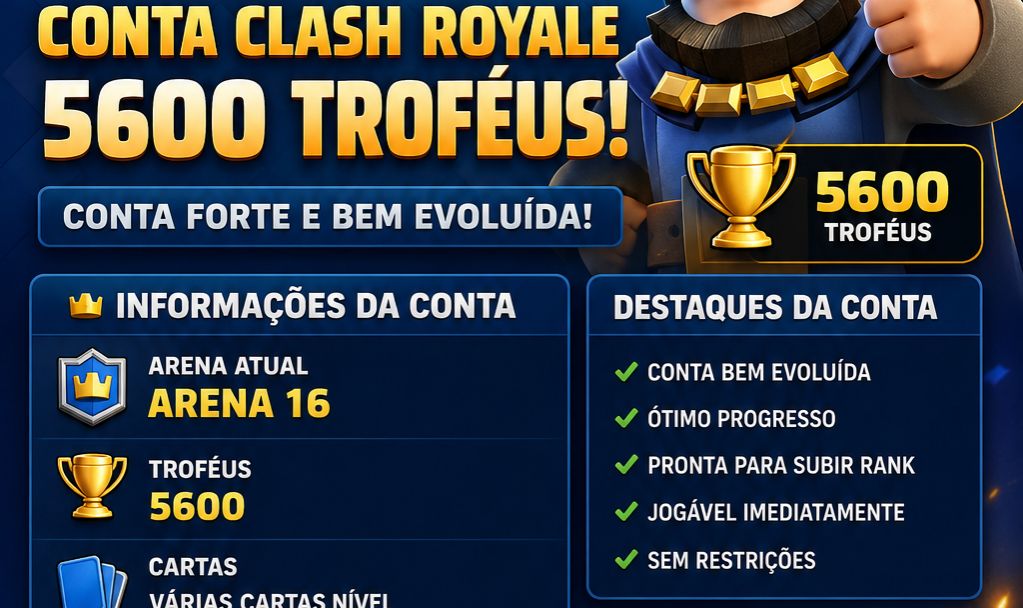 Conta Clash Royale 5600 Troféus + Cartas Upadas Arena 16