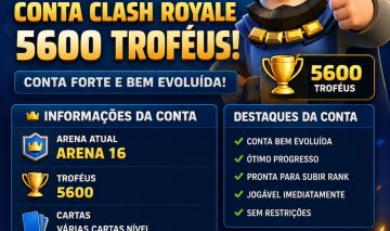 Conta Clash Royale 5600 Troféus + Cartas Upadas Arena 16