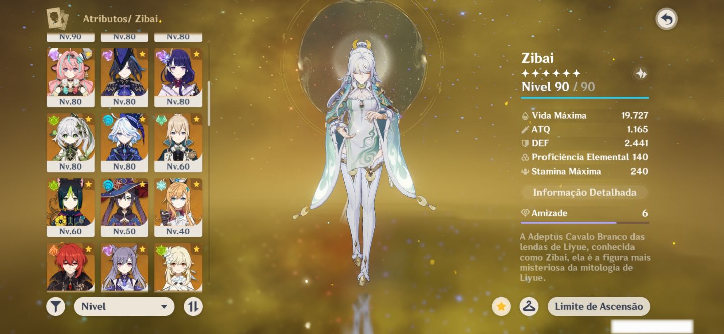 Conta Genshin 24 t5(Zibai, Columbina, Arlecchino, 4 Arcontes etc)+ Honkai