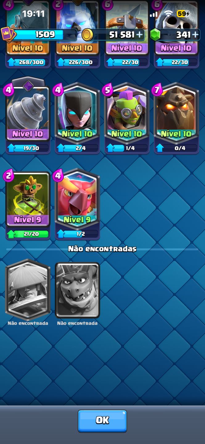Conta de Clash Royale 11k800tf completinha